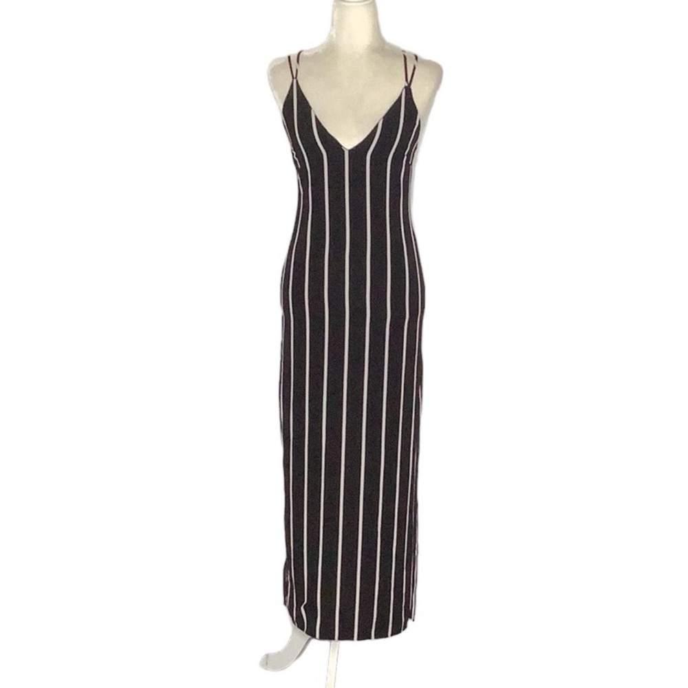 Black And White Striped Strappy Maxi Dress Size S